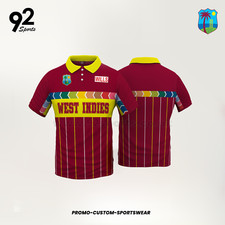 West Indies Cricket 1996 ODI World Cup Polo   Retro Classic Vintage Memorabilia