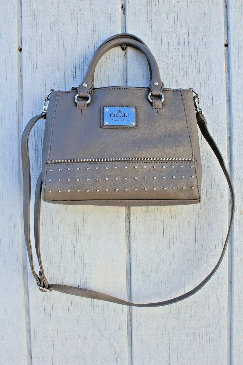 NEW Nicole by Hiller Gray Leather Faux Womens Purse Handbag Shoulder Bag Girls