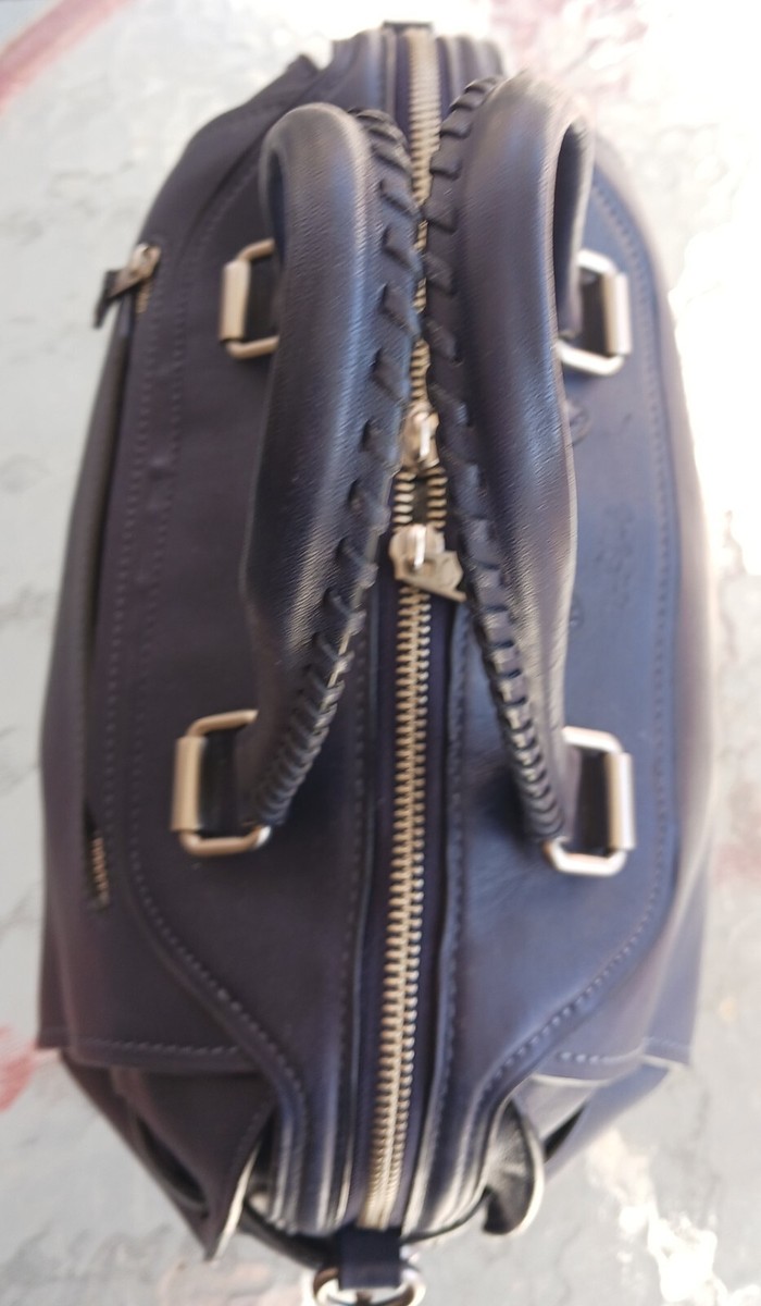 Coach 37017 Ace Navy Blue Glovetanned Leather Satchel W/Whipstitch
