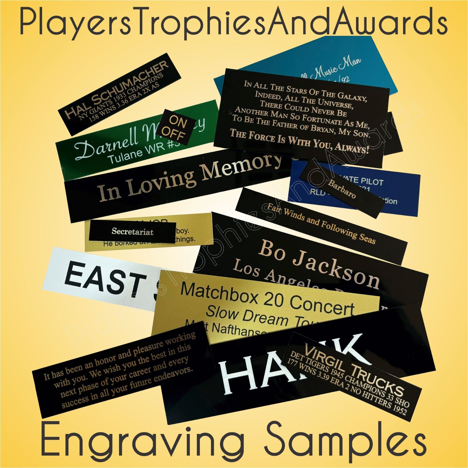 Engraved Name plate ALUMINUM Custom laser Engraving CHOICE of size proof inc PTA