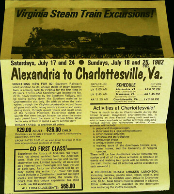 Virginia Steam Train Excursions 1982 Tourist Flyer
