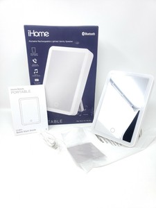 ihome portable lighted vanity mirror with bluetooth speaker