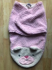 CHICK PEA Sherpa Swaddle Blanket Bunting Ivory Fleece Pink/White Sherpa 0-3M GUC
