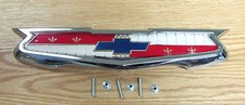 1956 1957 CHEVY TRUNK EMBLEM ASSEMBLY with HARDWARE 6 Cyl ** USA MADE **