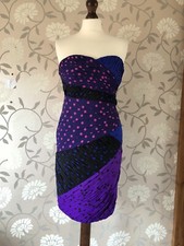 Coast size 8 party dress Blue Purple Fitted Wiggle + Straps Wedding evening VGC
