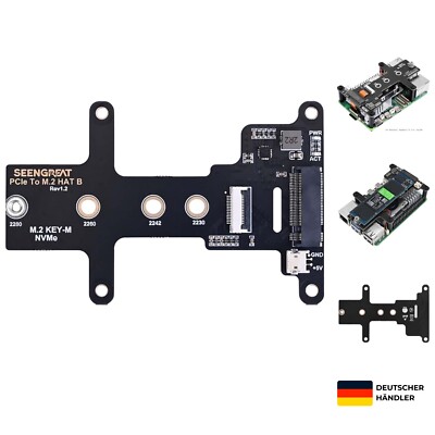 PCIe to M.2 HAT B Adapter Board for Raspberry Pi 5, Supports Gen2/Gen3, SSD B...