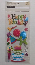 Happy Birthday Scrapbooking Stickers by Recollections Balloons Cake Party Hat