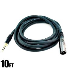 10FT XLR 3 Pin Male to 6.35mm 1/4" TRS Male Balanced Microphone Cable Gold 16AWG