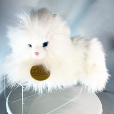 White Persian Cat Plush Blue Eyes Dakin 1986 San Fran CA 14  Stuffed Animal