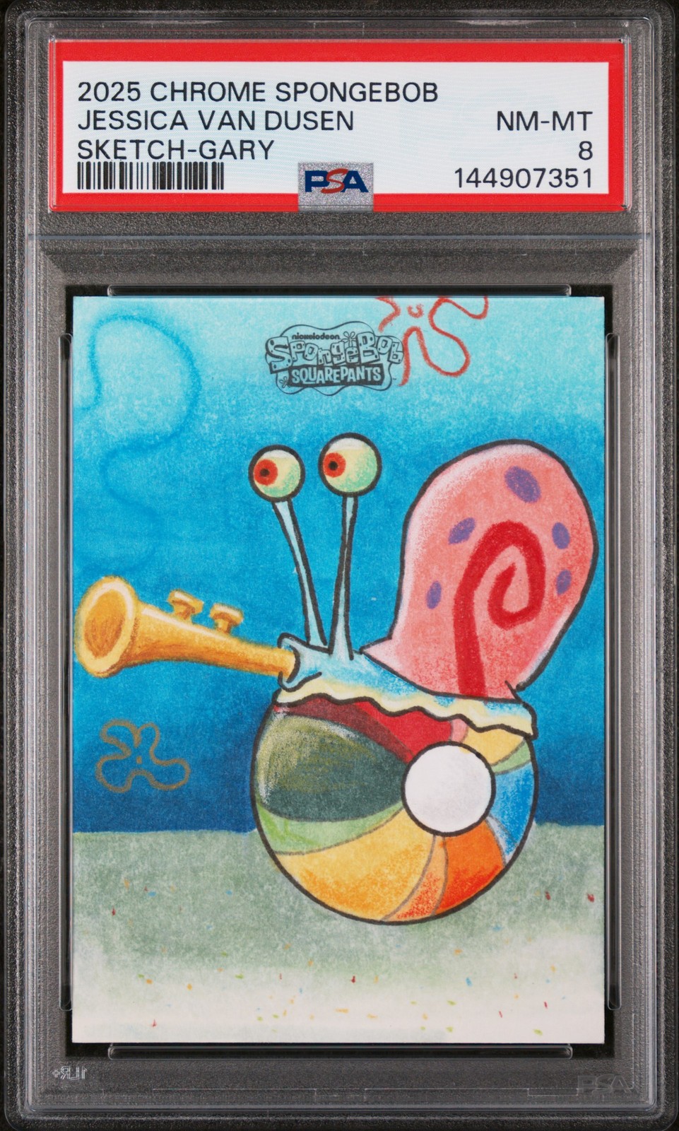 TOPPS CHROME SPONGEBOB 25TH ANNIVERSARY SKETCH CARDS JESSICA VAN DUSEN PSA 8