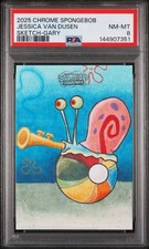 TOPPS CHROME SPONGEBOB 25TH ANNIVERSARY SKETCH CARDS JESSICA VAN DUSEN PSA 8