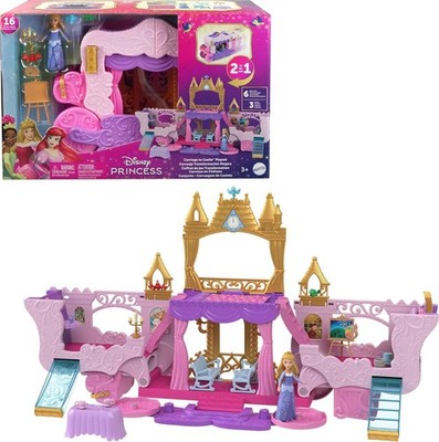 Mattel Disney Princess Toys, Carriage to Castle Transforming Playset with Aurora