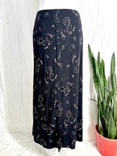 Vtg Dark Floral Maxi Skirt M Fairy Grunge Whimsigoth 90s Y2K Slinky Stretch Long