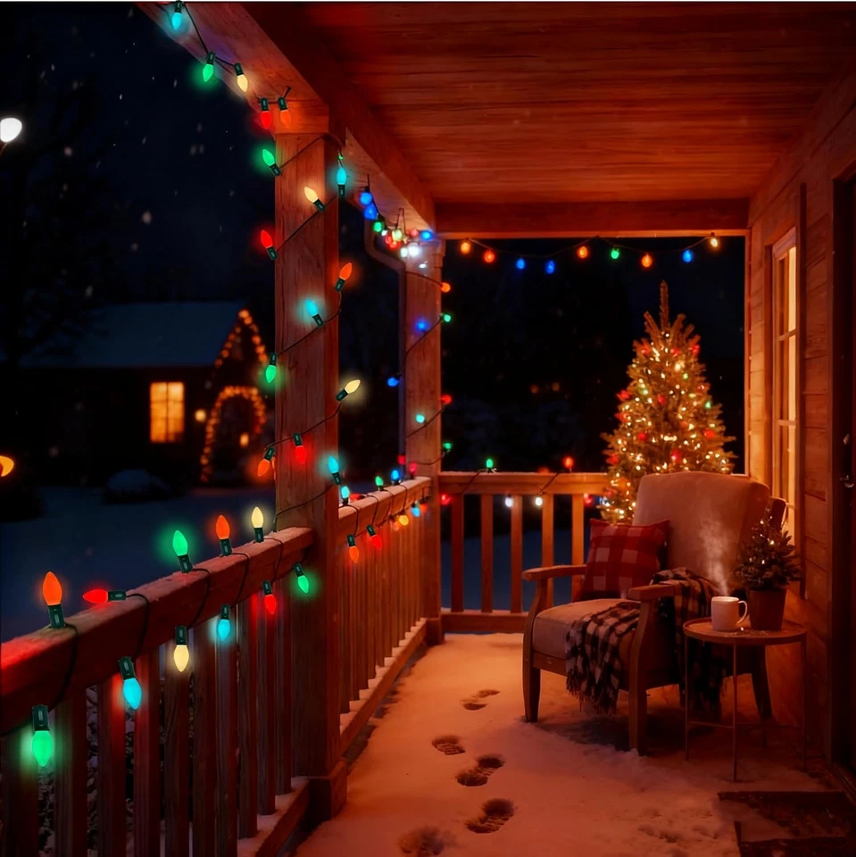 C7 Multicolor Christmas Lights Outdoor, 25Ft Vintage String Lights with 27 LEDs - Image 4 of 4