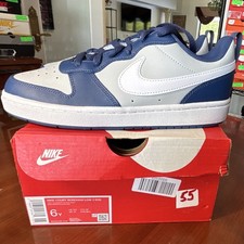 Nike Court Borough Low 2 GS Unisex Kids Low Top Lace Up Blue 6Y BQ5448-016