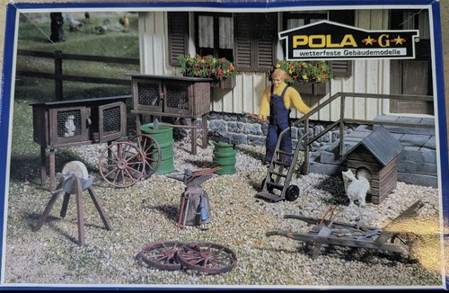 G Scale Wood Pile FarmYard Animals Chicken Coop by POLA