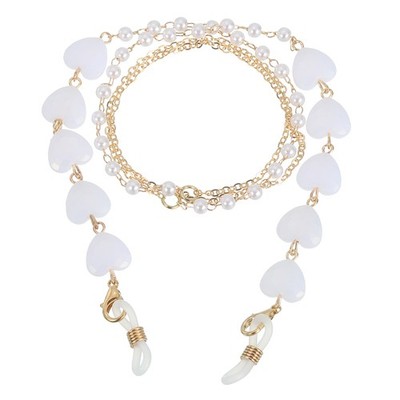 Beads Eyeglass Chain Pearl Glasses Strap Retainer Chain White Heart