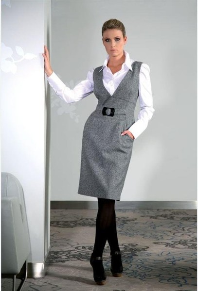 Women Laura Ashley Dress Grey 40 / L / 48 #A1NX
