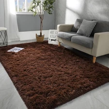Hutha 4x6 Large Area Rugs for Living Room, 4' x 6' (Rectangular), Dark Brown 