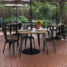 36 SQ Commercial Poly Resin Restaurant Table With Umbrella Hole - 36 W X 36 D X