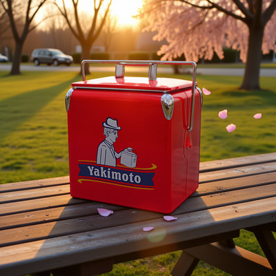Yakimoto Portable Lunch Ice Box 13L/14QT,Vintage Metal Insulated Ice Chset