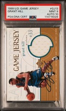 Grant Hill 1999 Upper Deck Game Jersey Signed Pistons Rookie Card PSA 9 Auto