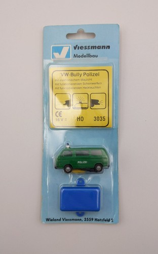 Viessmann 3035 VW Volkswagen Bully Police verde con luces de trabajo | Zustand: New