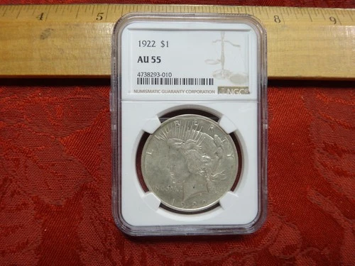 1922 United States Silver Peace Dollar NGC Graded AU 55 - No Reserve