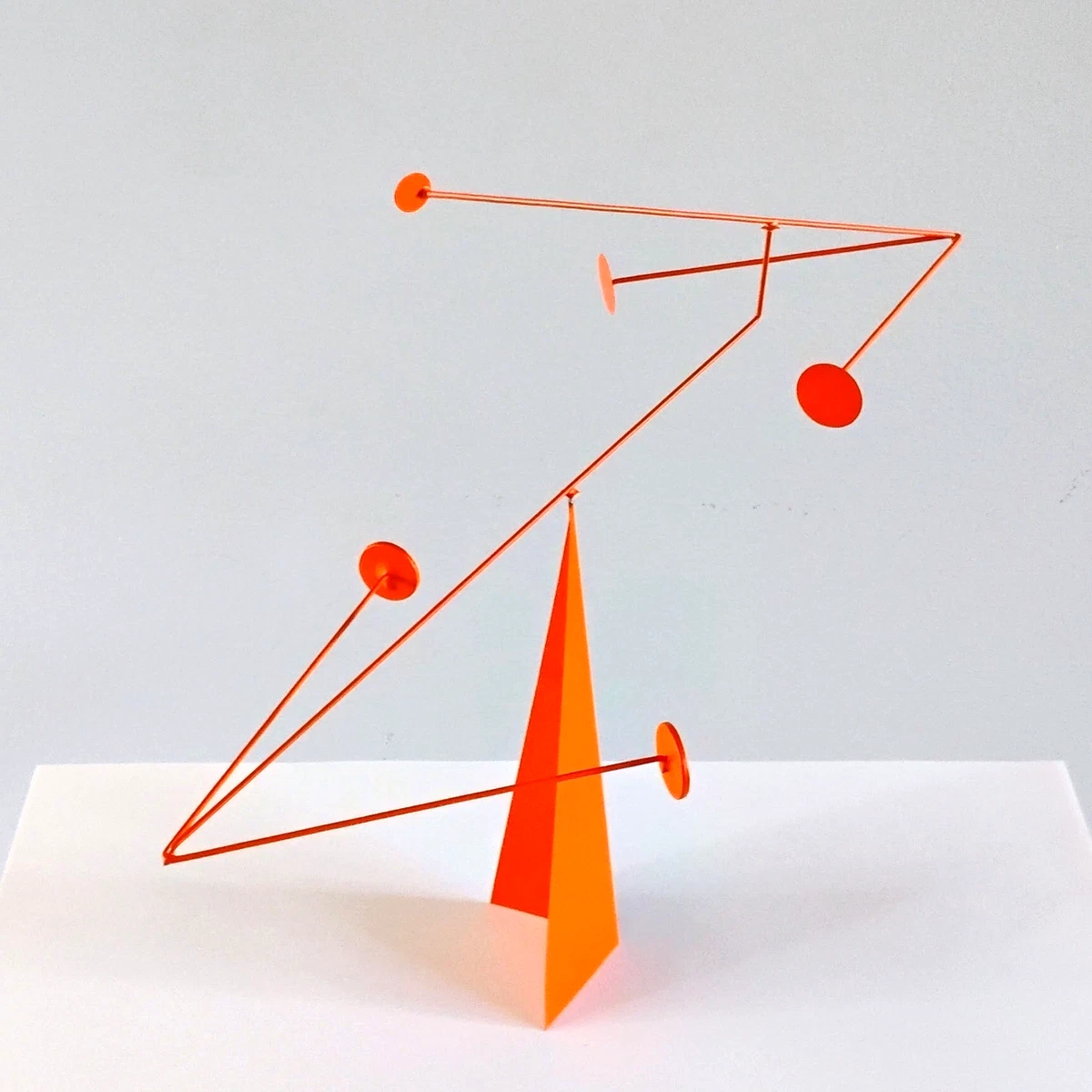 Orange Angular Stabile Tabletop Mobile Kinetic Sculpture Art