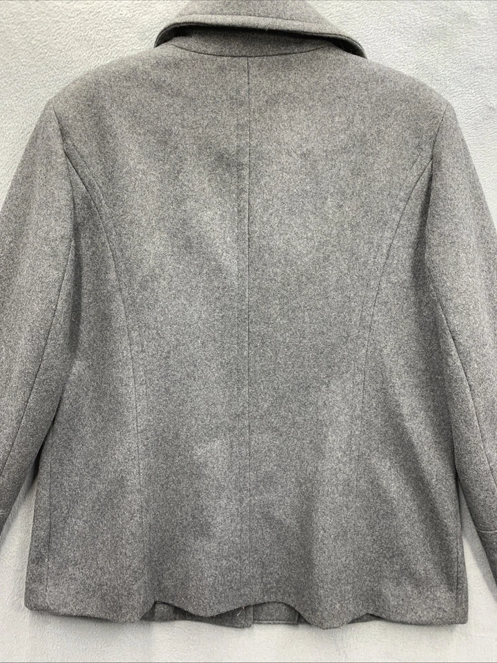 Abrigo corto de mujer Nautica gris mezcla de lana guisante de un solo pecho talla XL Foto 4 de 4