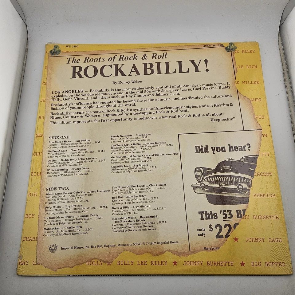 Rockabilly The Roots Of Rock & Roll Johnny Cash George Jones Vinyl Lp Sealed 82' - Image 2 of 4