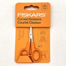 Fiskars No. 4 Curved Craft Fabric Scissors 4" for Flush Cuts Steel  Orange
