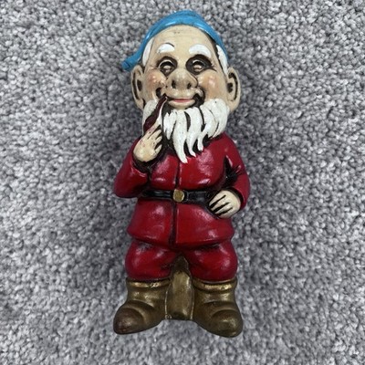 VTG 1960s Japan Christmas Gnome Elf Figurine 5'' Smoking Pipe Blue Red Fun