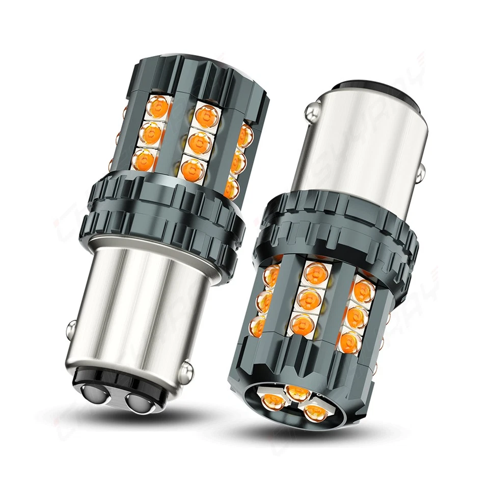 2 件 1157 23-SMD 琥珀色 LED 尾部制动停止备份反转信号灯泡 — 第 3/4 张图片