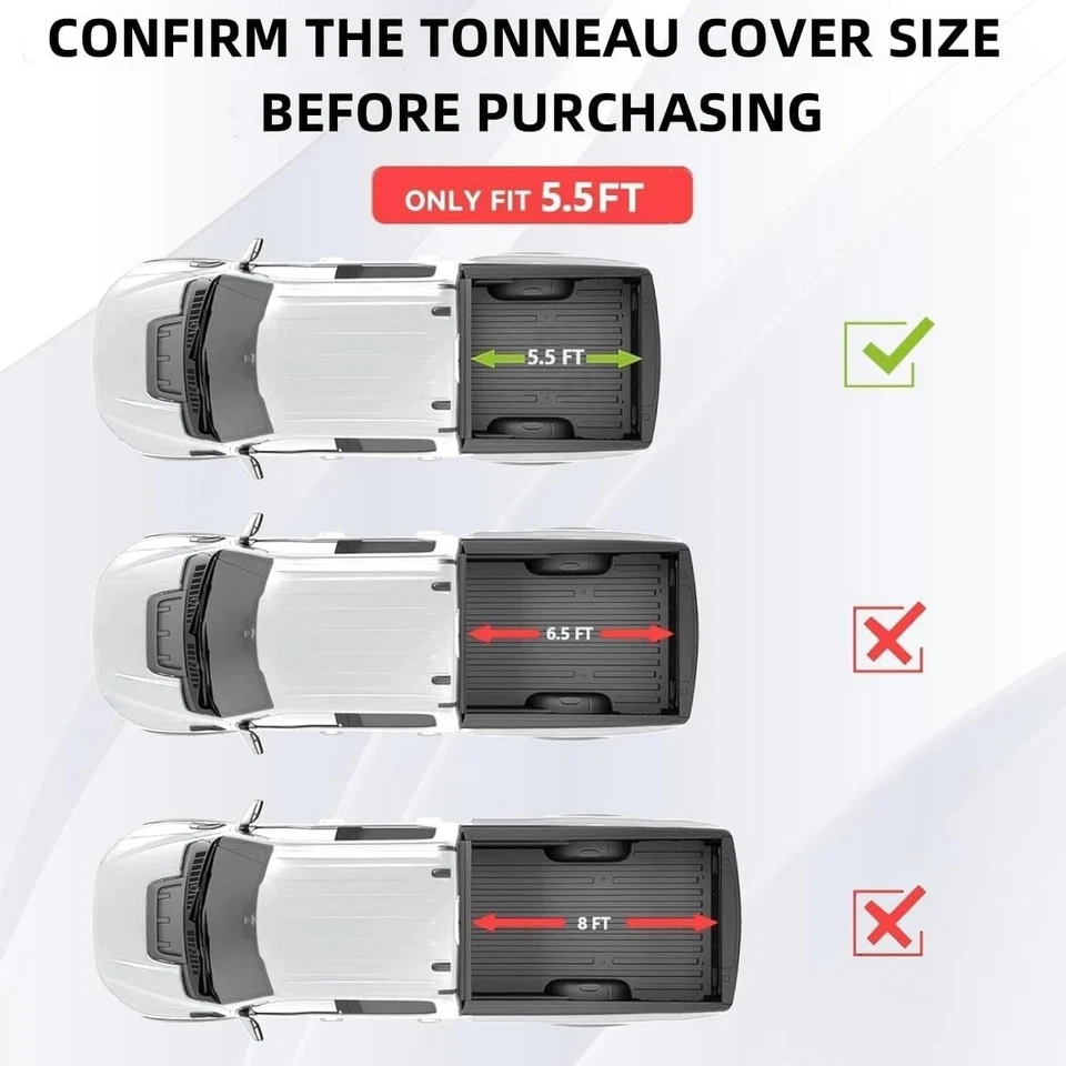 Cubierta rígida Tonneau de 5,5 pies para plataforma de camioneta Ford F-150 F150 2015-2025 con LED 3 pliegues Foto 3 de 4