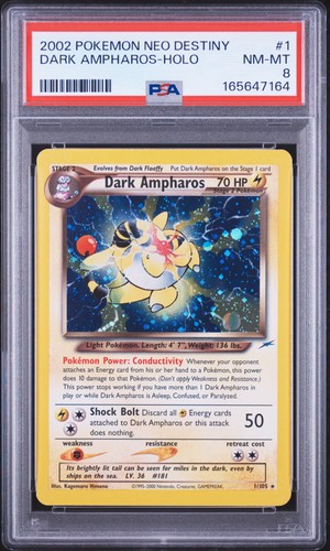 2002 POKEMON NEO DESTINY #1 DARK AMPHAROS-HOLO PSA 8