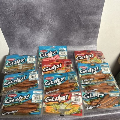 LOT OF 11 GULP BAITS 6  JERK SHAD 3  MINNOW 4  MULLET PUMPKIN PINK SALTWATER