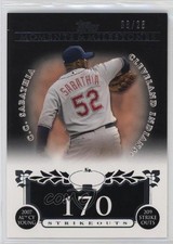2008 Moments & Milestones Black 8/25 CC Sabathia (2007 AL Cy Young 209 Ks) 3c7