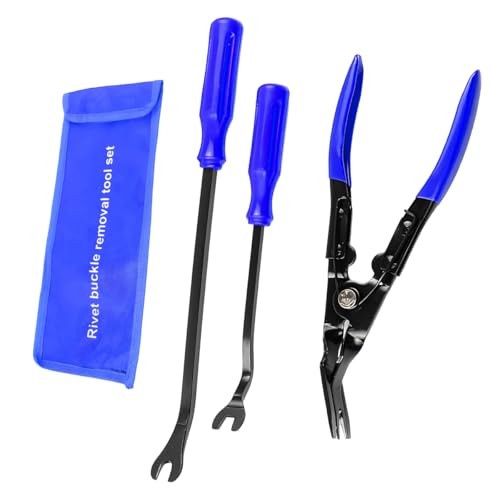 3 PCS Auto Clip Pliers Set and Fastener Remover, Car Trim Removal Tool Pry Blue