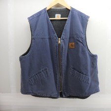 Carhartt Mens Duck Canvas Sherpa Lined Vest Navy Blue XL NVY Workwear