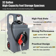 Diesel Fuel Caddy Tank 32 Gallon with Pump 10 GPM Portable Diesel Fuel Tank 12V