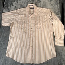 Vintage Panhandle Slim Men's Striped Pearl Snap Long Sleeve Shirt Size 16/33 USA