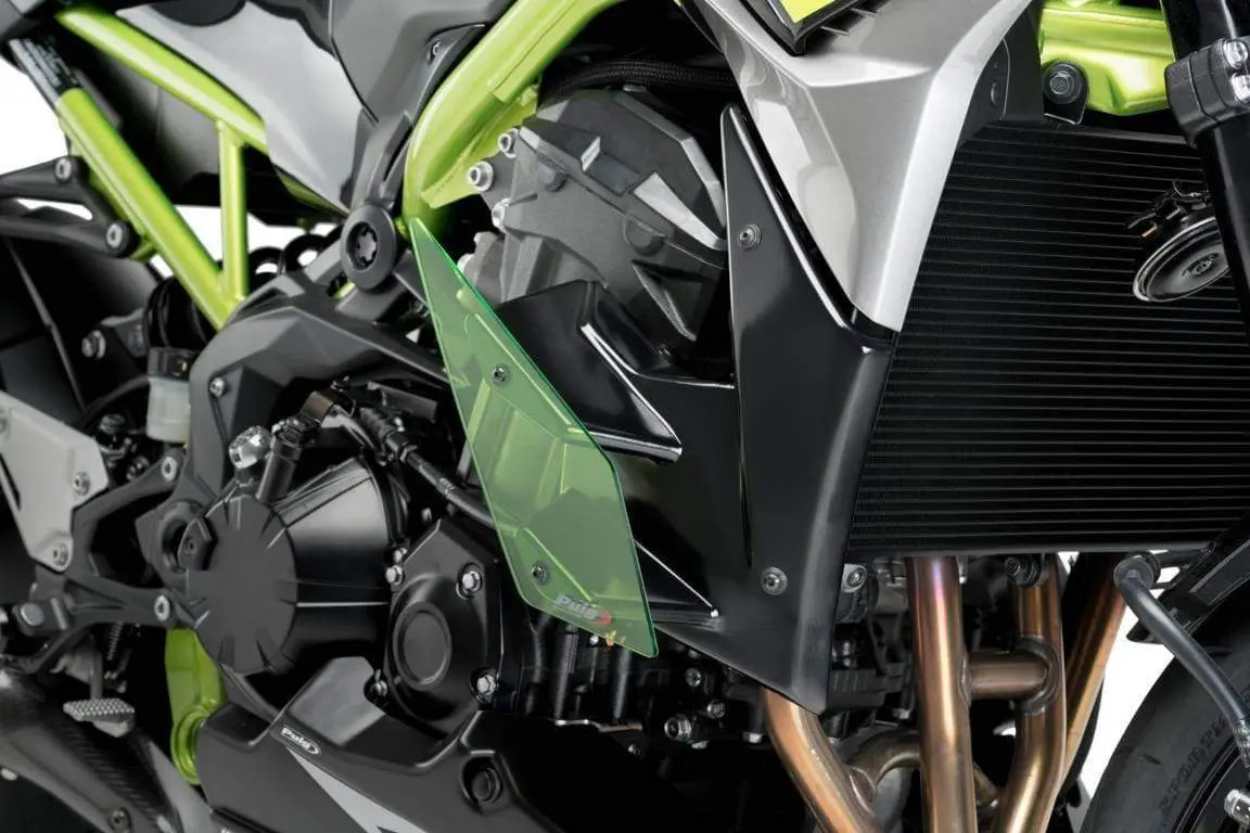 Puig Side Downforce Wings | Green | Kawasaki Z 900 2020>Current