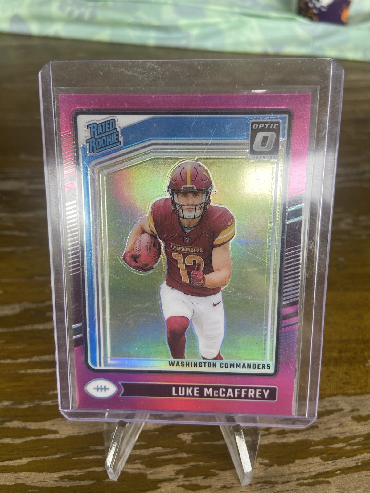 2024 Panini Donruss Optic - Rated Rookie Luke McCaffrey #268 Pink Prizm (RC)