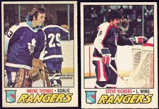 1977-78 OPC NEW YORK RANGERS WAYNE THOMAS CARD #19 + STEVE VICKERS CARD #136