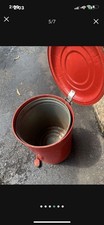 Vintage Metal Waste Basket Red Foot Pedal Tra...