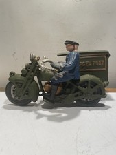 Antique Hubley Cast Iron Harley-Davidson Parcel Post Motorcycle Delivery USA 12