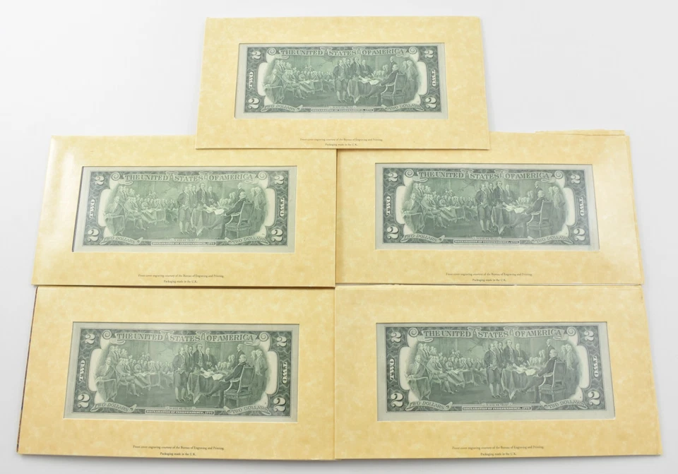 Lot (5) 1976 Unc Jefferson Coin and Currency Set FRN Bill $2 Lot Note *0794 - Image 2 of 4