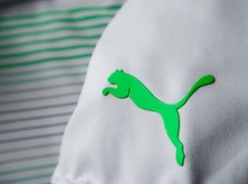 Puma Golf DryCell White Green Striped Polo L OMG        