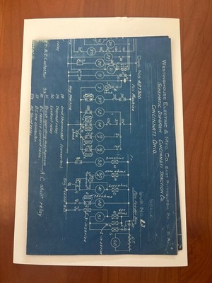 FREE SHIP! 1921 Schematic Diagram Cincinnati Traction Co. 1